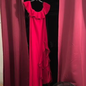 Women red evening dress